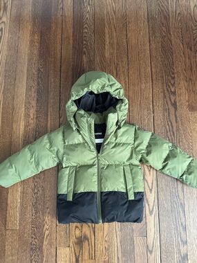 Worn Twice - Kids' Olive & Black Puffer Jacket with Hood